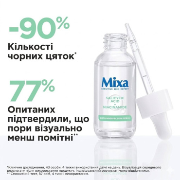 Сыворотка Mixa Anti-Imperfection Serum для проблемной чувствительной кожи с салициловой кислотой и ниацинамидом 30 мл фото 4