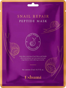 Маска тканинна для обличчя Eshumi з пептидами та муцином равлика 23 мл