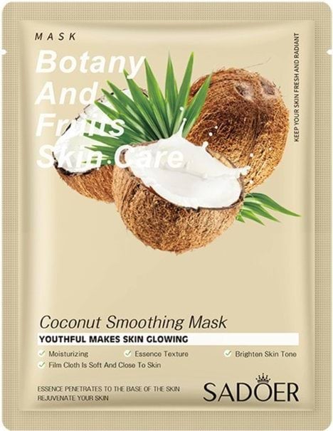 Маска для обличчя тканинна Кокос Sadoer Botany and fruits skin care, 25 г 2