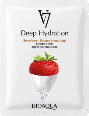 Маска для обличчя BIOAQUA тканинна тонізуюча вітамінна з екстрактом полуниці 30 г