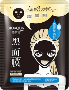 Маска тканевая для лица Bioaqua Hyaluronan Hydrating Black Mask с гиалуроновой кислотой 30 г фото 1