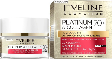 Крем-маска для лица Eveline Platinum & Collagen 70+ осветление пигментных пятен 50 мл
