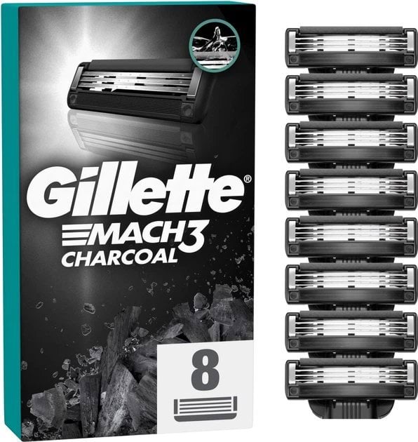 Змінні картриджі для гоління (леза) чоловічі Gillette Mach3 Charcoal, 8 шт