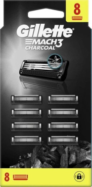 Сменные картриджи для бритья (лезвия) мужские Gillette Mach3 Charcoal 3 лезвия, 8 шт фото 1