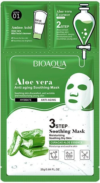 Маска тканинна для обличчя Bioaqua Aloe Vera Anti Agning Soothing Mask з алое вера 25 г
