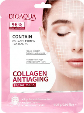 Маска тканинна для обличчя Bioaqua Collagen Antiaging Facisal із колагеном 25 г
