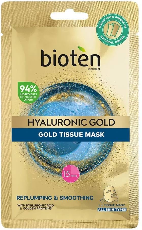 Маска тканинна для обличчя Bioten Hyaluronic Gold відновлююча 25 мл — фото 1