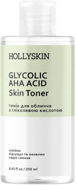 Тоник для лица Hollyskin Glycolic AHA Acid Skin Toner для отшелушивания и обновления кожи с гликолевой кислотой 250 мл