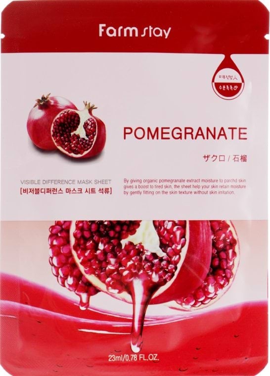 Маска тканинна для обличчя FarmStay Pomegranate Visible Difference з екстрактом граната 23 мл 2