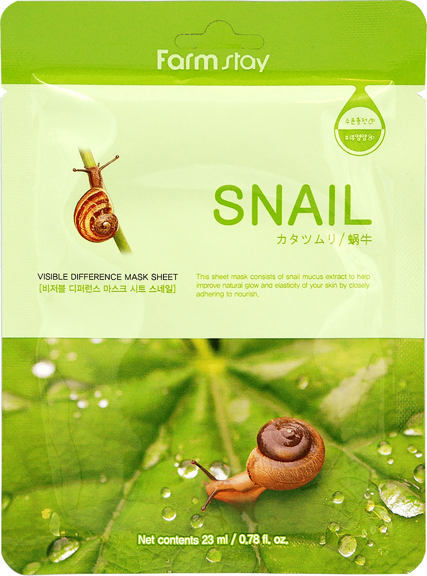 Маска тканинна для обличчя FarmStay з екстрактом равлика Snail Visible Difference, 23мл
