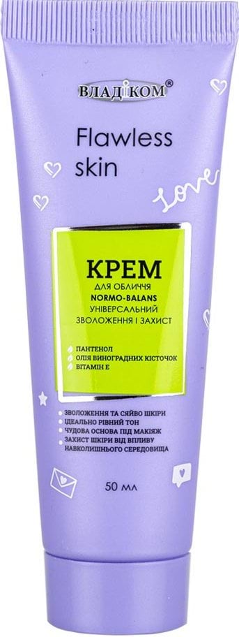 Крем для обличчя Владіком flawless skin normo-balans універсальний зволоження та захист 50 мл