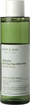 Тонер для обличчя Mary & May Vegan Cica Tea Tree Aha Pha з екстрактами центлели та чайного дерева 200 мл