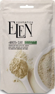 Белая глина ELEN cosmetics с экстрактом зеленого чая и алоэ вера 40 г