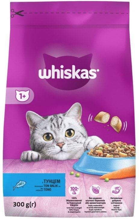 Whiskas корм сухий для дорослих котiв з тунцем, 300 грам 4