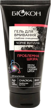 Гель для умывания Биокон чёрный уголь проблемная кожа 175 г фото 1