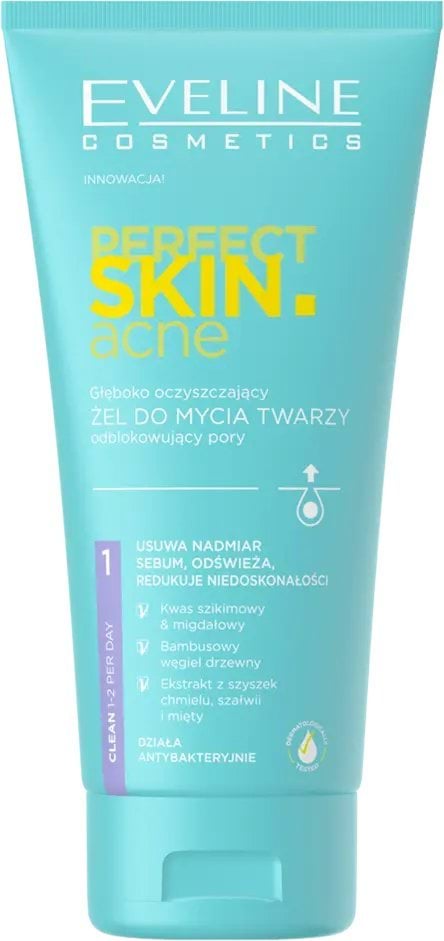 Гель для вмивання Eveline Perfect Skin Acne глибоко очищуючий пори 150 мл