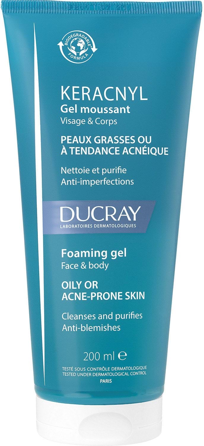 Очищуючий  гель Ducray Keracnyl Foaming Gel для жирної шкіри зі схильністю до акне, 200 мл 1