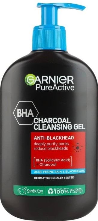 Гель для обличчя Garnier з вугіллям проти чорних цяток Pure Active 250 мл
