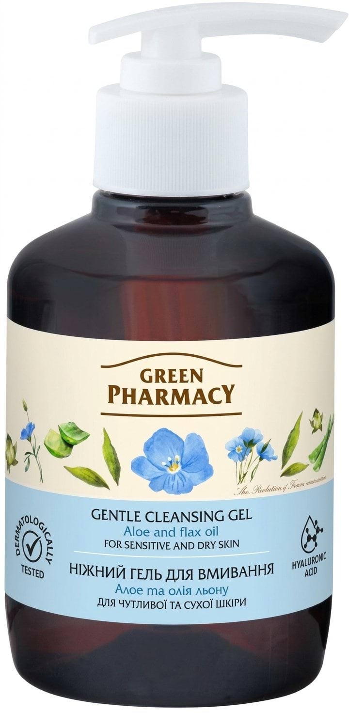 Гель для вмивання Green Pharmacy Алое вера та олія льону ніжний 270 мл