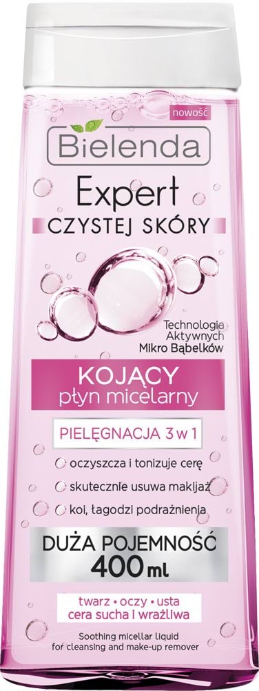 Міцелярна вода для зняття макіяжу Bielenda заспокійлива 3в1 Clear Skin Expert, 400мл 1
