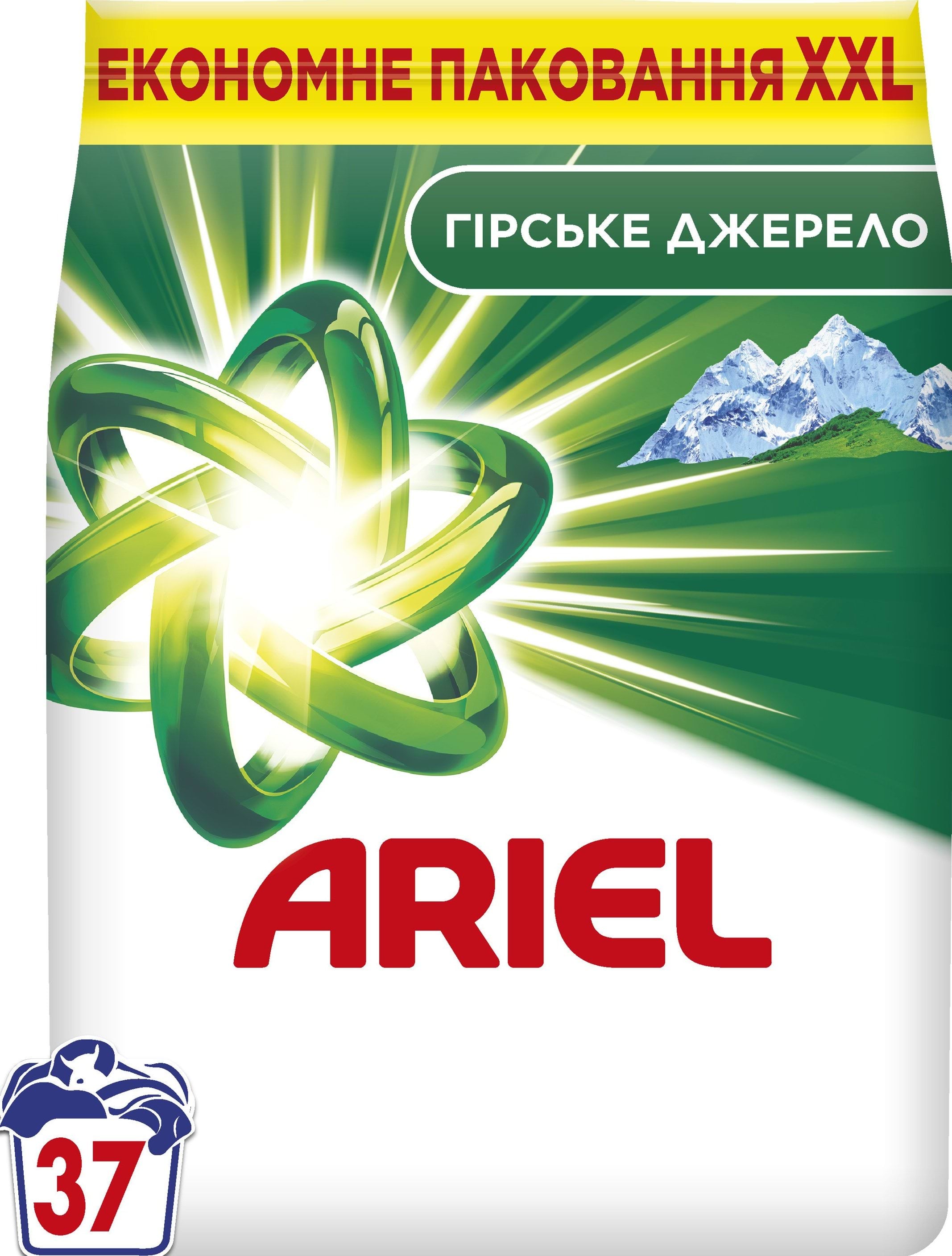 Пральний порошок Ariel аква-пудра гірське джерело 37 циклів 5 кг