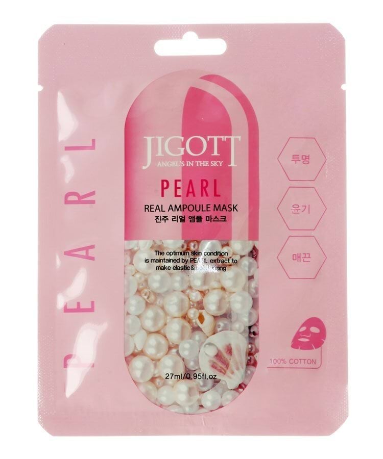 Маска для обличчя Jigott тканинна ампульна з перлинами, 27 мл