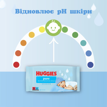 Вологі серветки дитячі Huggies Pure 56 шт. фото 2