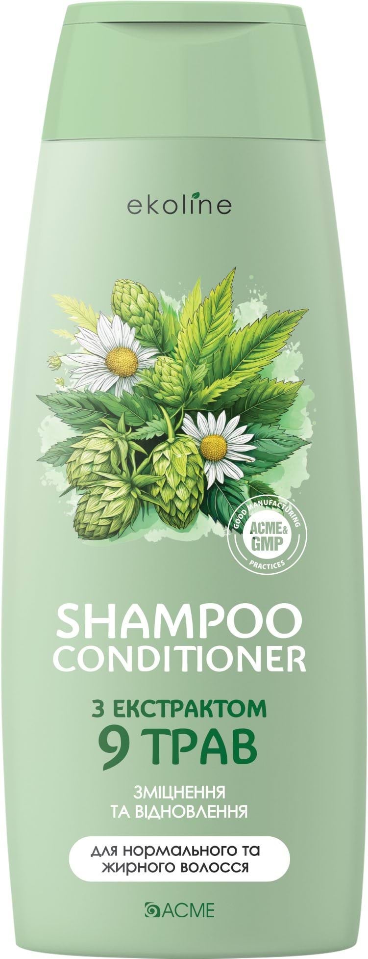 EkoLine Шампунь-кондиціонер з екстрактом 9 трав для нормального та жирного волосся, 400мл