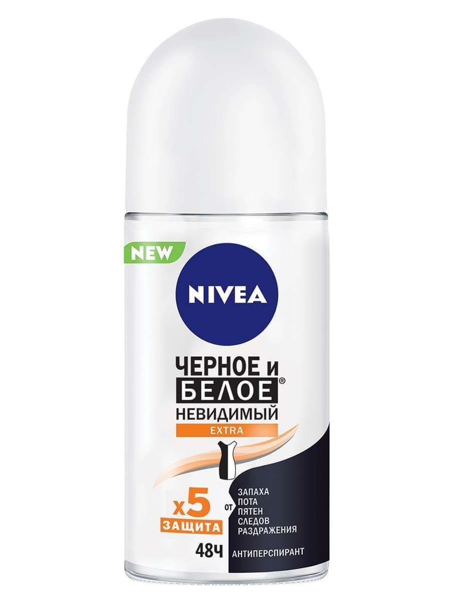 Дезодорант Nivea 50 мл Чорне і Біле Невидимий EXTRA жіночий кульковий антиперспірант