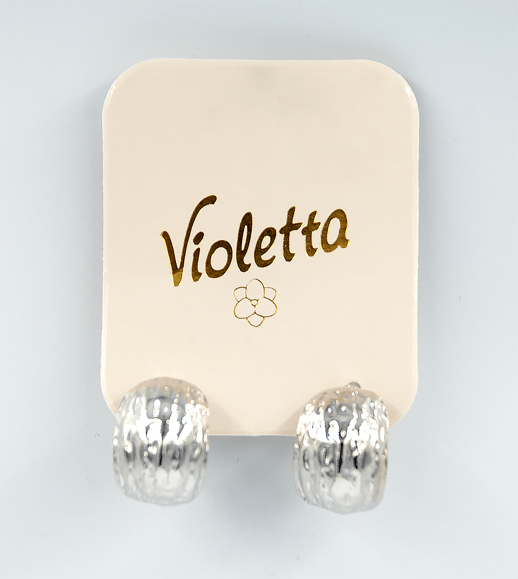Сережки-кільця Violetta з фактурною поверхнею 1 пара
