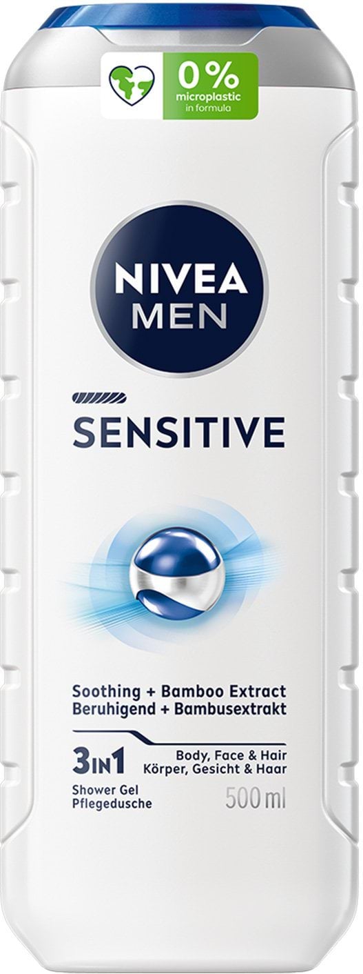 Гель для душу NIVEA MEN Sensitive 3 In 1 Shower Gel для тіла, обличчя та волосся 500 мл