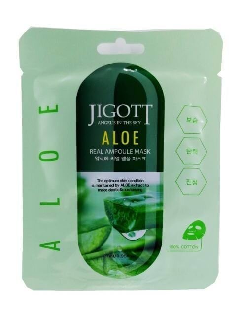 Маска тканинна для обличчя Jigott Aloe Real Ampoule Mask з екстрактом алое 27 мл
