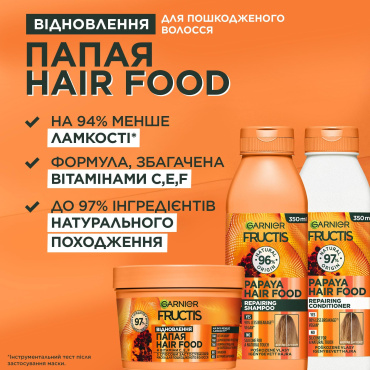 Шампунь Garnier Fructis Hair Food Papaya відновлення для пошкодженого волосся 350 мл фото 3