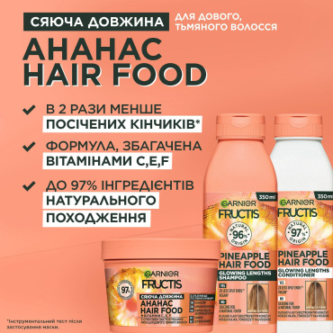 Маска Garnier Fructis Hair Food Pineapple для довгого та тьмяного волосся 400 мл фото 3