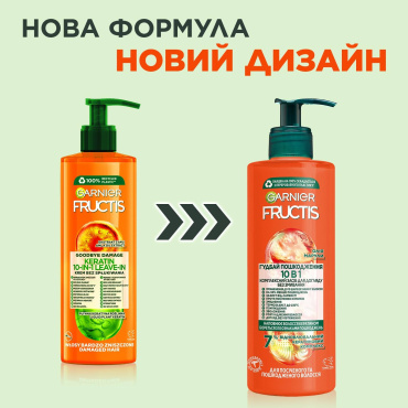 Комплексное средство Garnier Fructis Goodbye Damage 10 в 1 для ухода без смывания для секущихся и поврежденных волос 400 мл фото 1