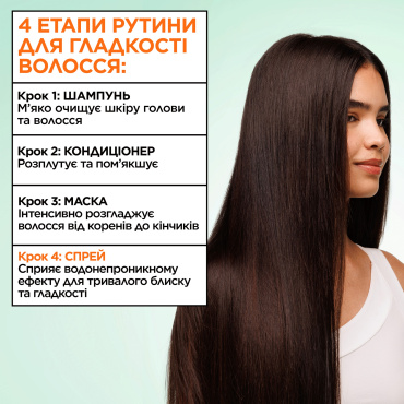 Спрей Garnier Fructis Keratin Sleek разглаживание и блеск для пушистых и сухих волос 150 мл фото 6