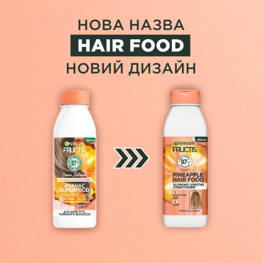Бальзам-ополіскувач Garnier Fructis Hair Food Pineapple для довгого та тьмяного волосся 350 мл фото 1