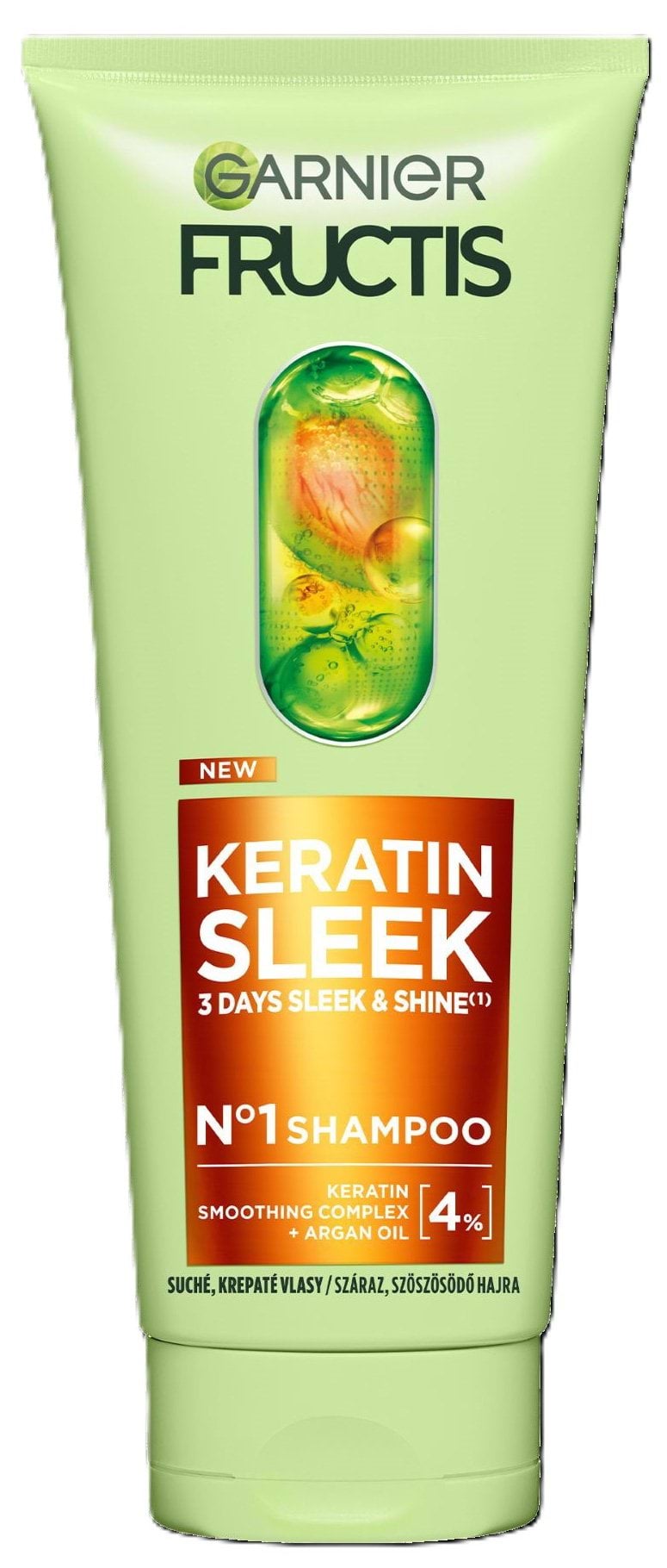 Шампунь Garnier Fructis Keratin Sleek розгладження та блиск для пухнастого та сухого волосся 200 мл