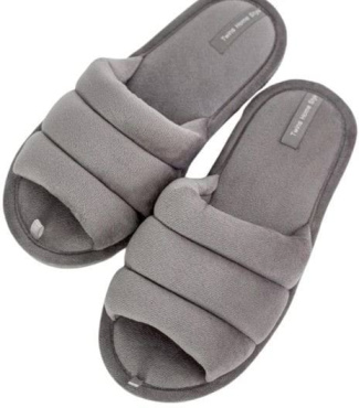 Капці домашні жіночі Twins HS-VL плюшеві з прошивкою сірі р. 36/37 фото 6