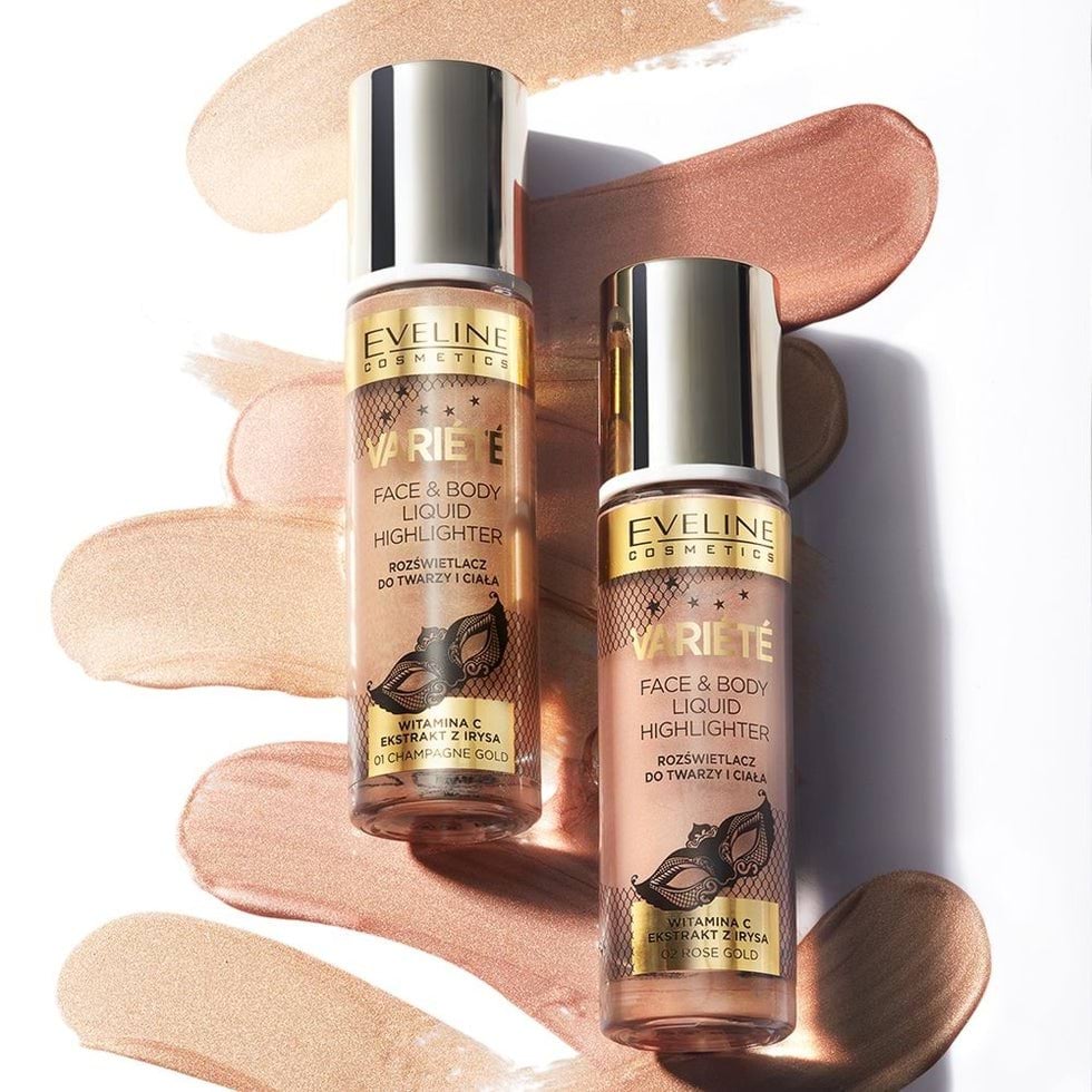 Хайлайтер для обличчя та тіла Eveline Cosmetics Variete Face & Body Liquid Highlighter рідкий відтінок 01 Champagne Gold 30 мл фото 1
