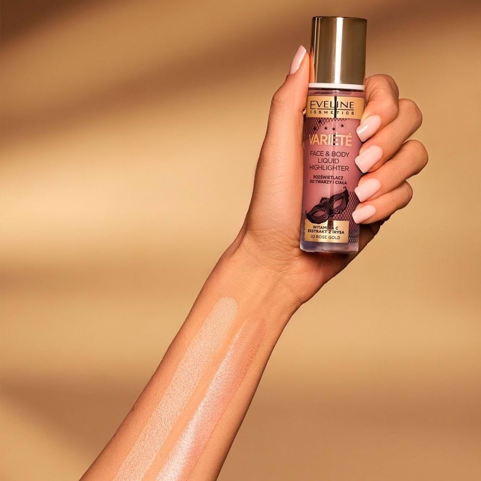 Хайлайтер для обличчя та тіла Eveline Cosmetics Variete Face & Body Liquid Highlighter рідкий відтінок 01 Champagne Gold 30 мл фото 2