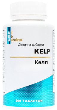 Диетическая добавка ABU All Be Ukraine Kelp комплекс фукуса и ламинарии 200 таблеток
