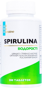 Дієтична добавка ABU All Be Ukraine Spirulina Спіруліна багатофункціональний суперфуд 200 шт.