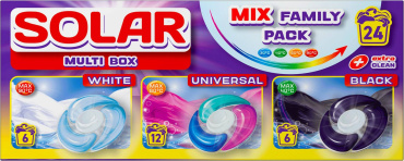 Капсулы для стирки Solar Multi Box White + Universal + Black 24 шт.