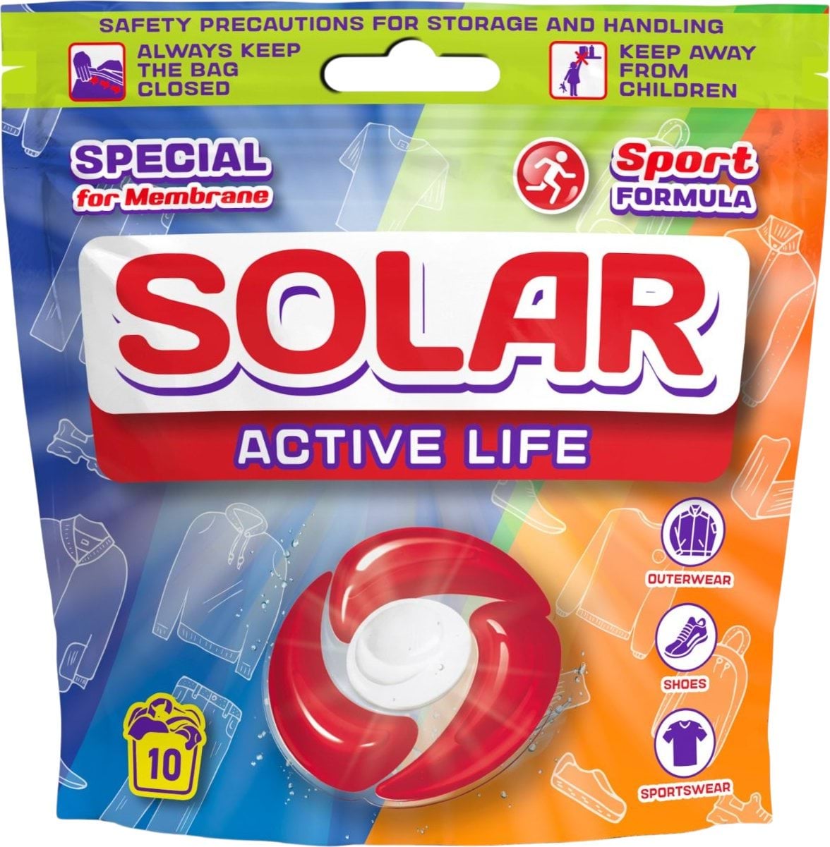 Капсули для прання Solar Active Life мембранних тканин 10 шт.