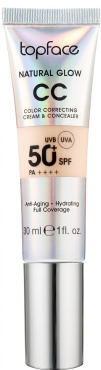 СС-крем для обличчя TopFace Natural Glow CC Color Correcting Cream & Concealer SPF 50+ PA++++ відтінок 002, 30 мл