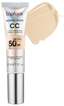 СС-крем для обличчя TopFace Natural Glow CC Color Correcting Cream & Concealer SPF 50+ PA++++ відтінок 002, 30 мл фото 1
