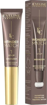 Рідкий бронзер Eveline зі спонжем wonder match №01, 14 мл фото 2