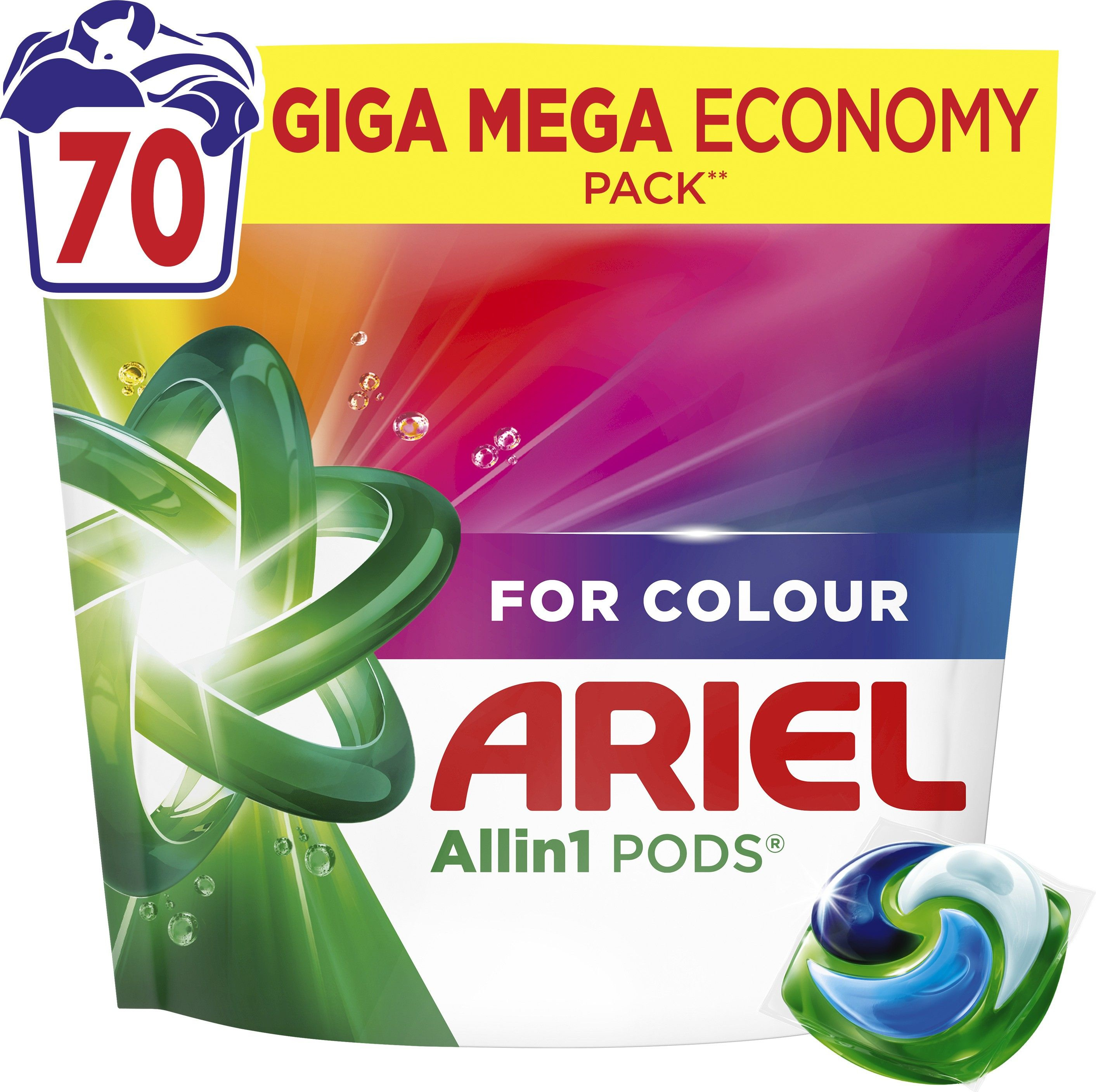 Капсули для прання Ariel Pods All-in-1 Color для кольорового 70 шт 1