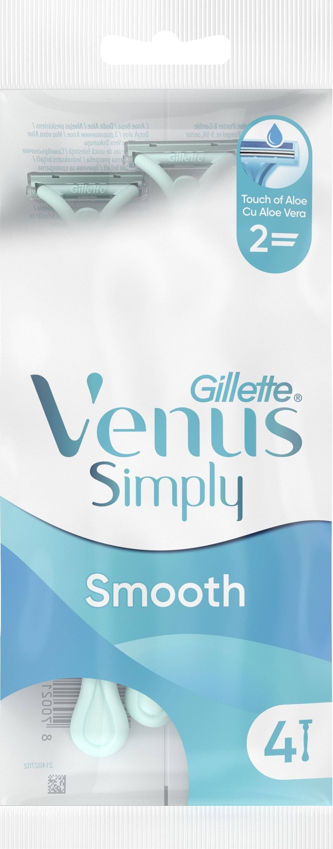 Одноразові станки для гоління (бритви) жіночі Simply Venus 2, 4 шт.